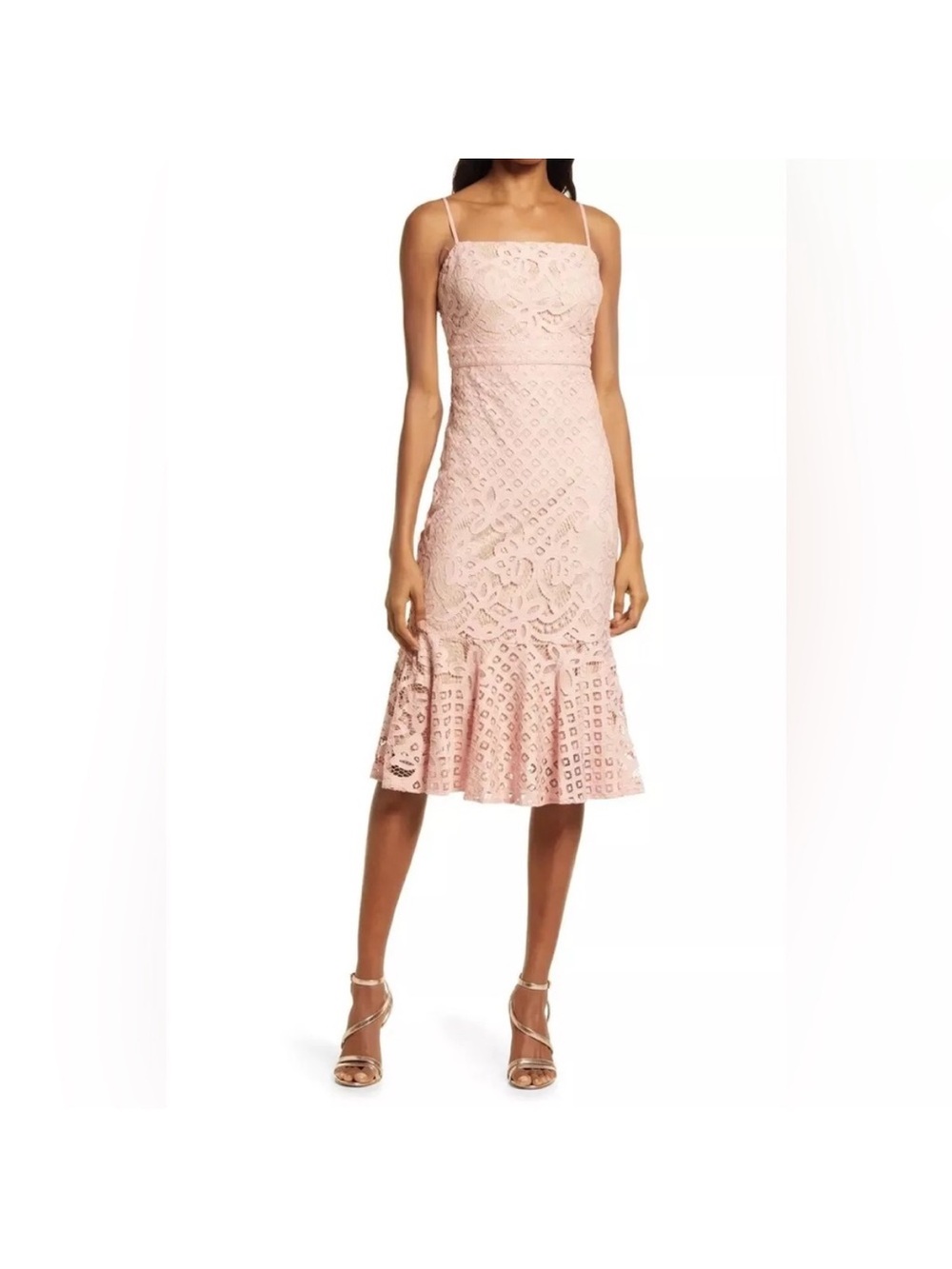 Lulu's Unlimited Love Lace Trump Dusty Pink Midi Dress